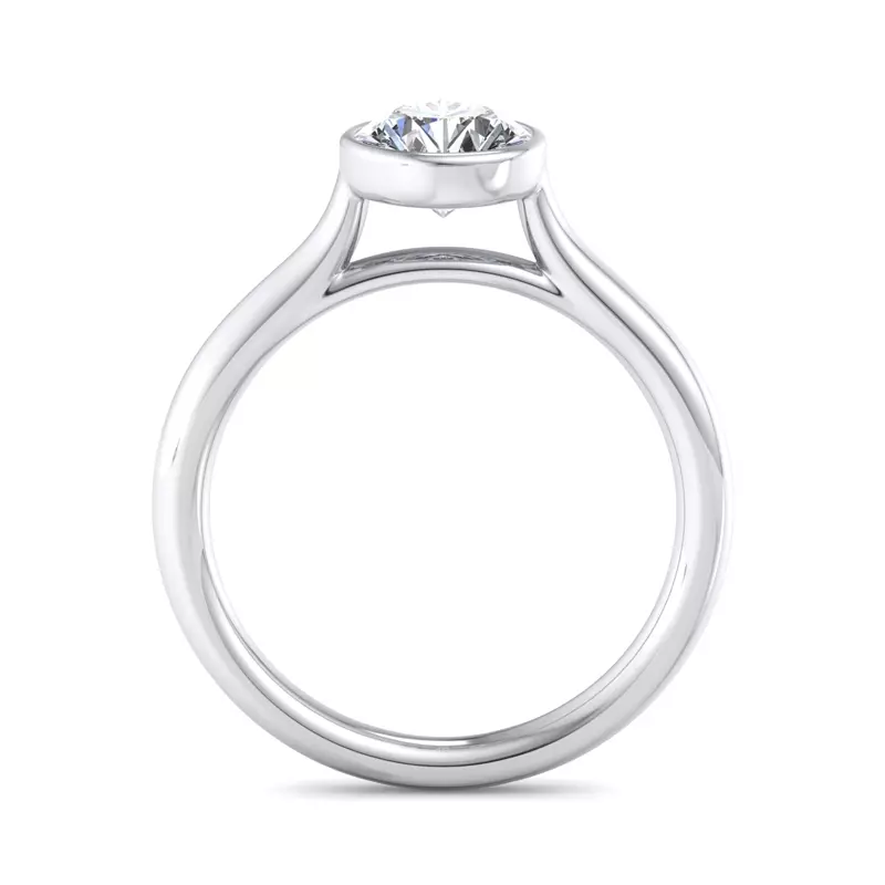 14K White Gold Emery Bezel Solitaire Engagement Ring