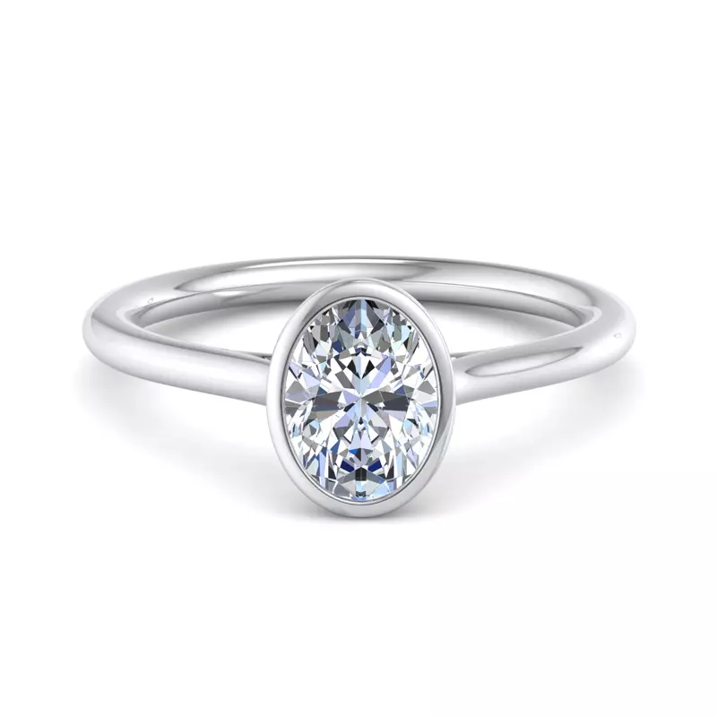14K White Gold Emery Bezel Solitaire Engagement Ring