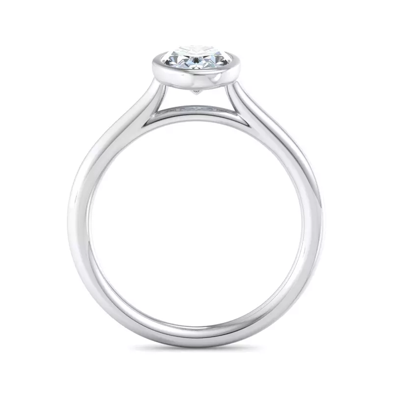 14K White Gold Emery Bezel Solitaire Engagement Ring