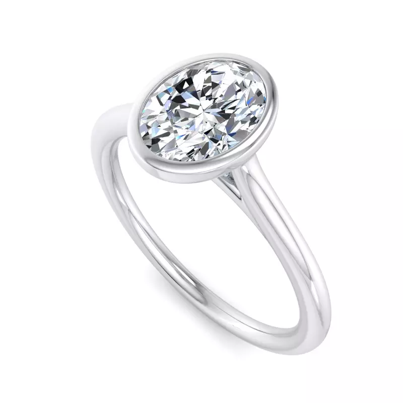 14K White Gold Emery Bezel Solitaire Engagement Ring