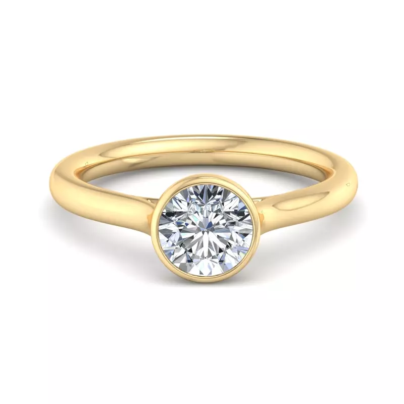 14K Yellow Gold Emery Bezel Solitaire Engagement Ring