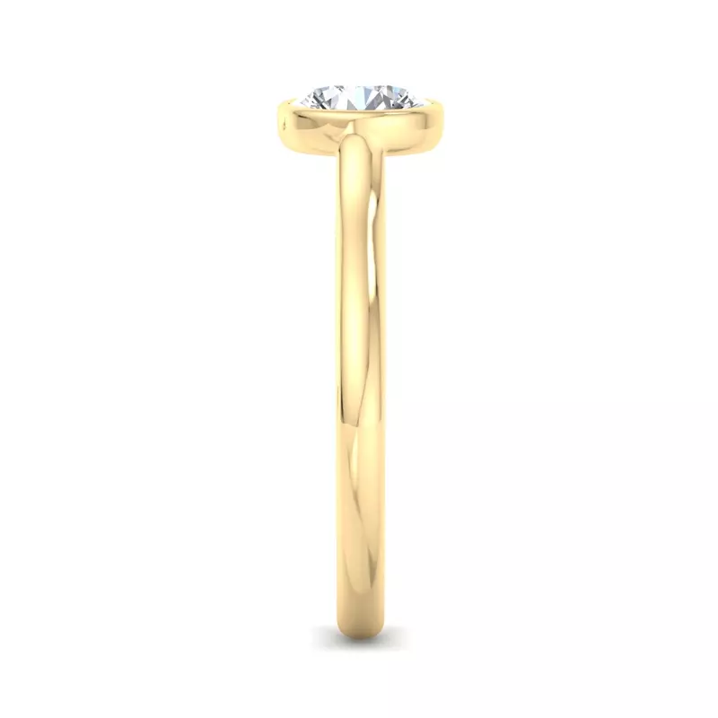 14K Yellow Gold Emery Bezel Solitaire Engagement Ring