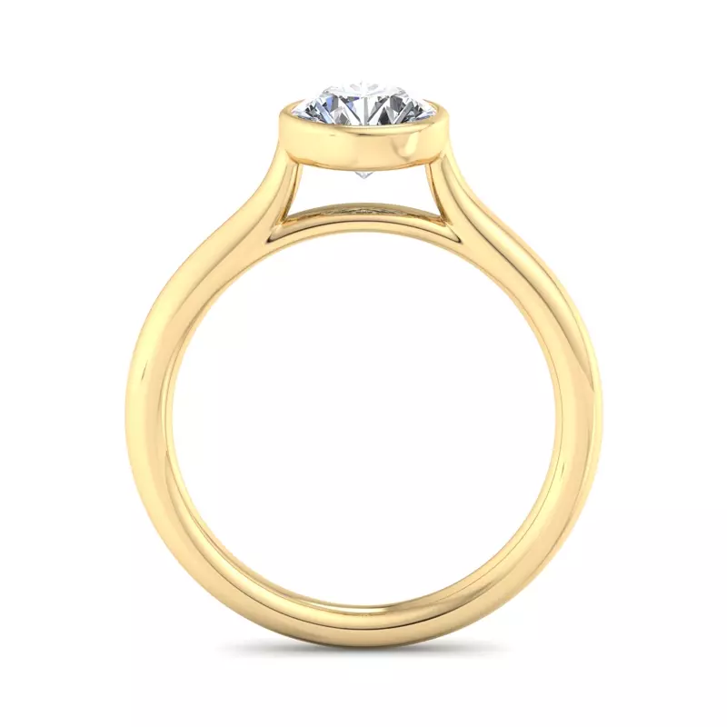 14K Yellow Gold Emery Bezel Solitaire Engagement Ring