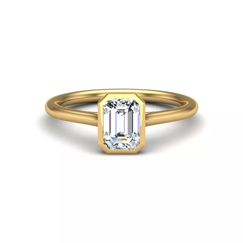 14K Yellow Gold Emery Bezel Solitaire Engagement Ring