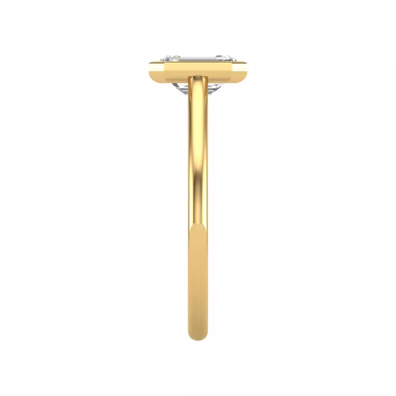 14K Yellow Gold Emery Bezel Solitaire Engagement Ring