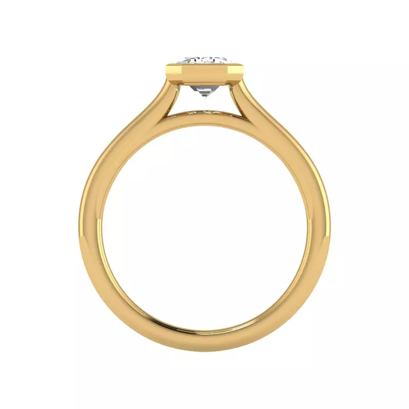 14K Yellow Gold Emery Bezel Solitaire Engagement Ring