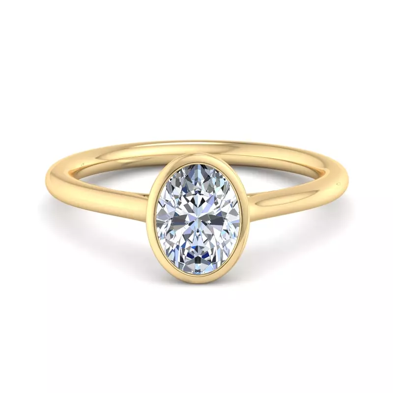 14K Yellow Gold Emery Bezel Solitaire Engagement Ring