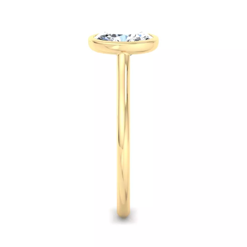 14K Yellow Gold Emery Bezel Solitaire Engagement Ring
