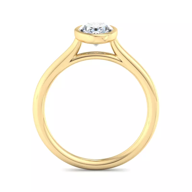 14K Yellow Gold Emery Bezel Solitaire Engagement Ring