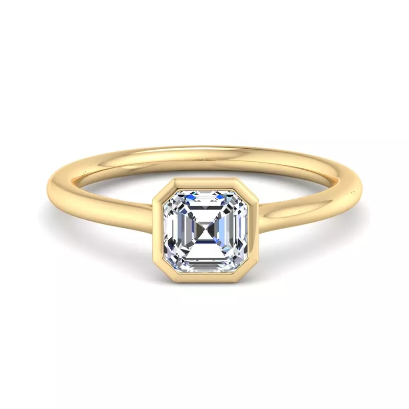 14K Yellow Gold Emery Bezel Solitaire Engagement Ring