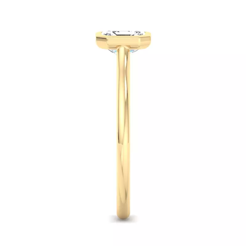 14K Yellow Gold Emery Bezel Solitaire Engagement Ring