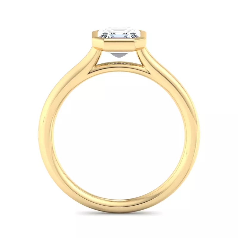 14K Yellow Gold Emery Bezel Solitaire Engagement Ring
