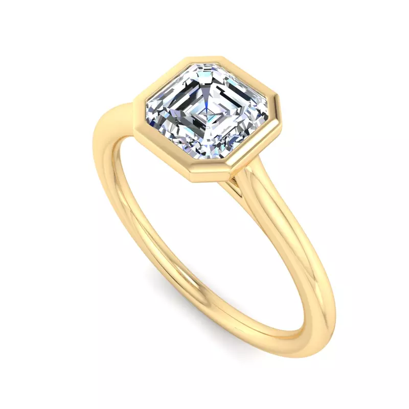 14K Yellow Gold Emery Bezel Solitaire Engagement Ring