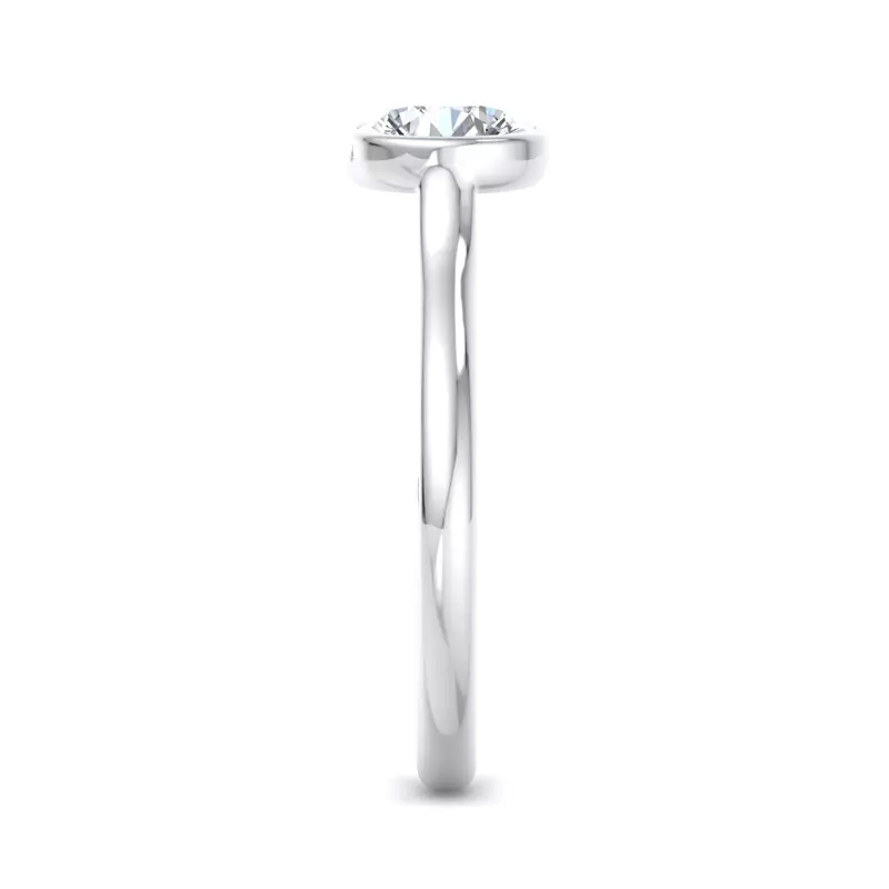 18K White Gold Emery Bezel Solitaire Engagement Ring