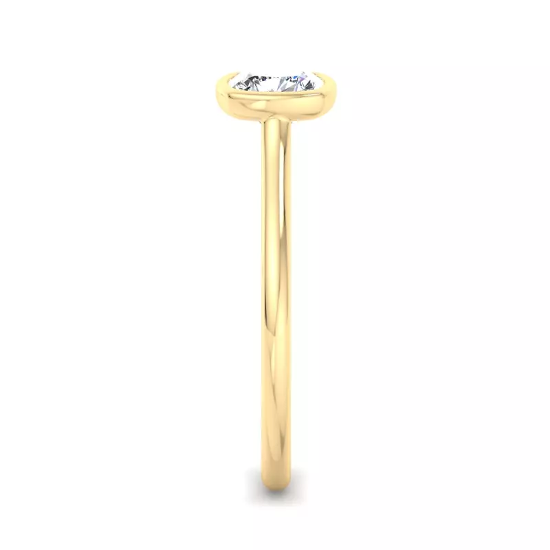 18K Yellow Gold Emery Bezel Solitaire Engagement Ring