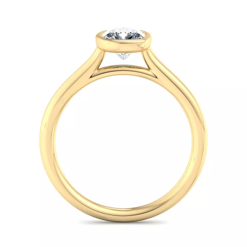 18K Yellow Gold Emery Bezel Solitaire Engagement Ring