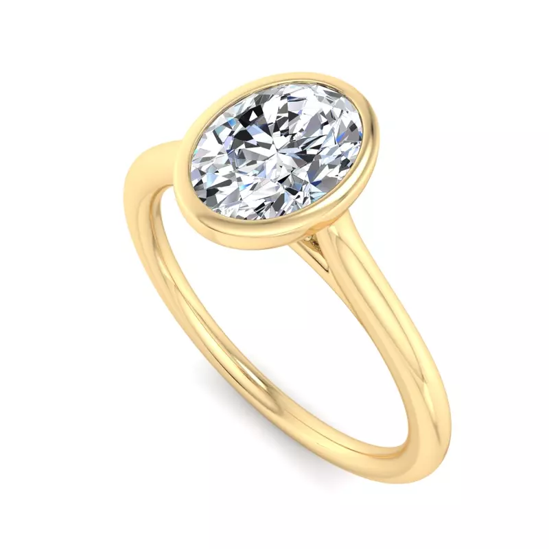 18K Yellow Gold Emery Bezel Solitaire Engagement Ring