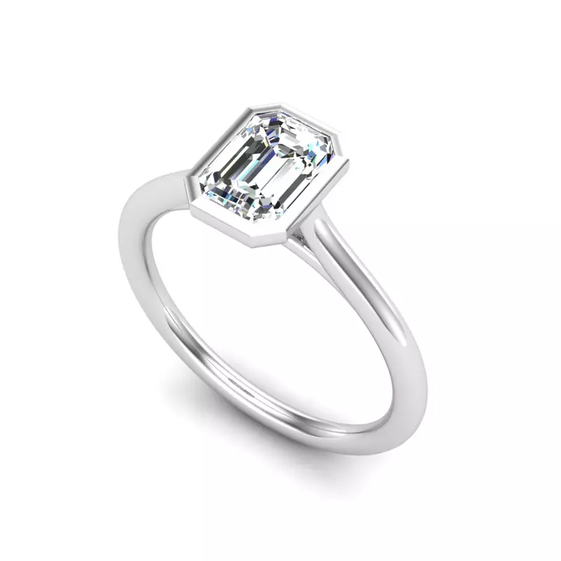 Platinum Emery Bezel Solitaire Engagement Ring
