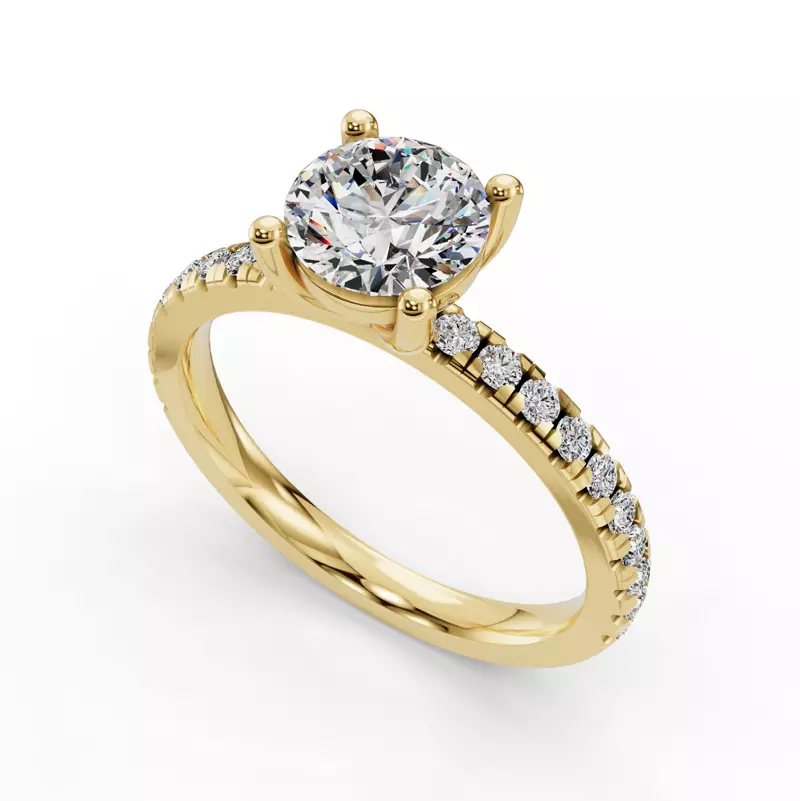 14K Yellow Gold Kennedy Grand Pavé Accent Engagement Ring