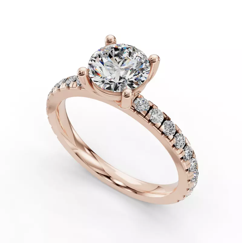 14K Rose Gold Kennedy Majestic Pavé Accent Engagement Ring
