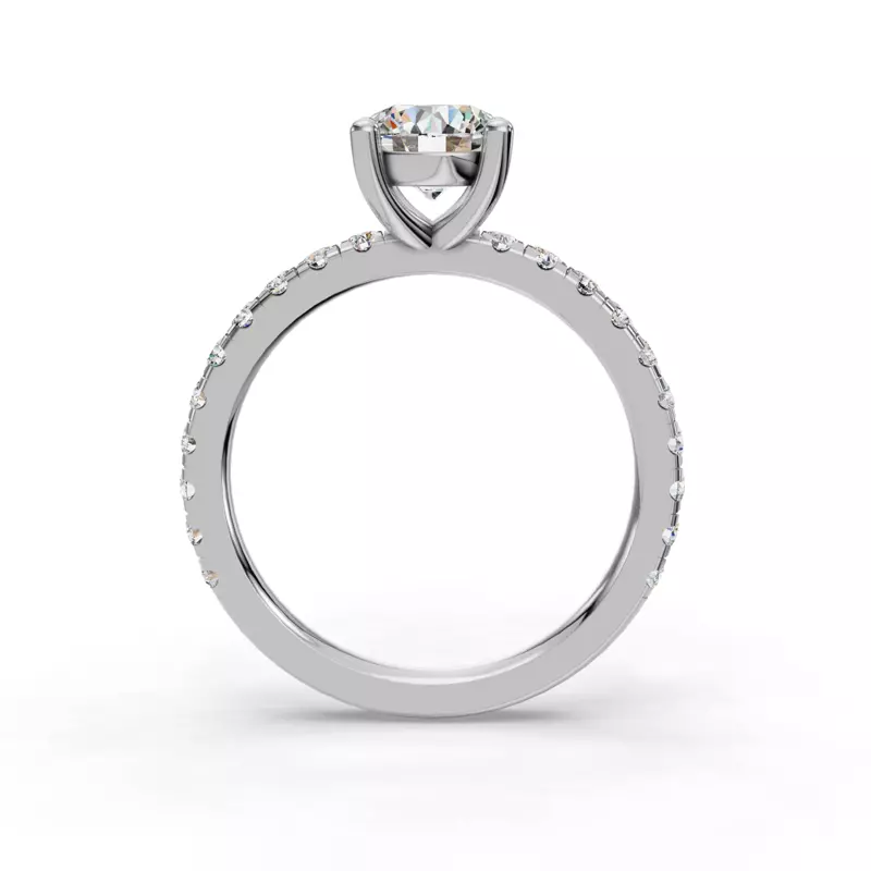 14K White Gold Kennedy Majestic Pavé Accent Engagement Ring