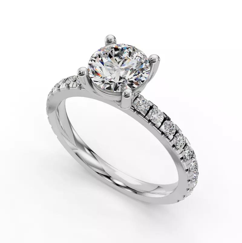 14K White Gold Kennedy Majestic Pavé Accent Engagement Ring