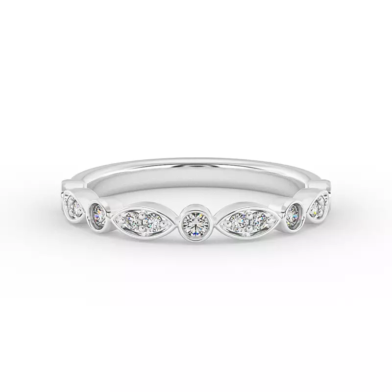 Platinum Avery Round And Marquise Diamond Band