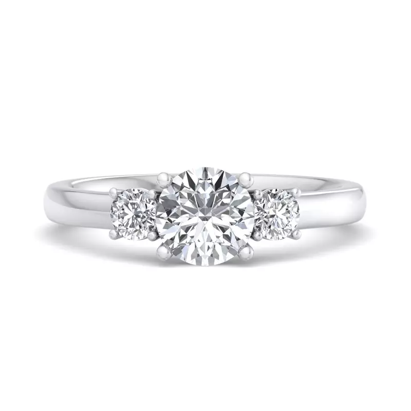 14K White Gold Hallie Three Stone Engagement Ring