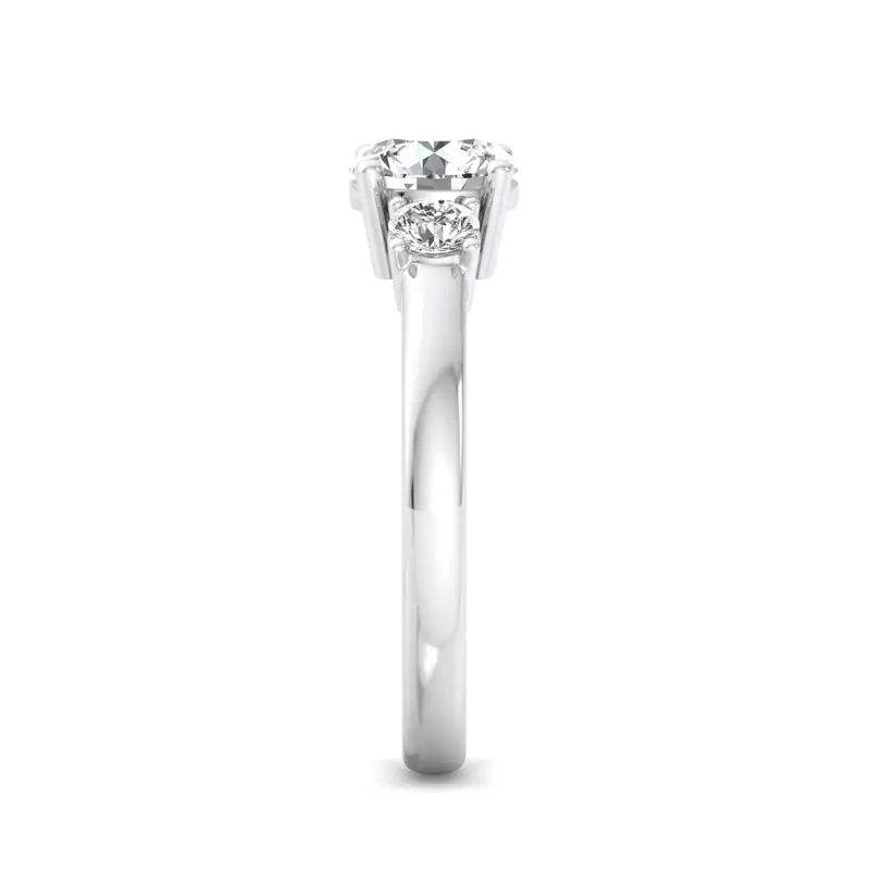 14K White Gold Hallie Three Stone Engagement Ring
