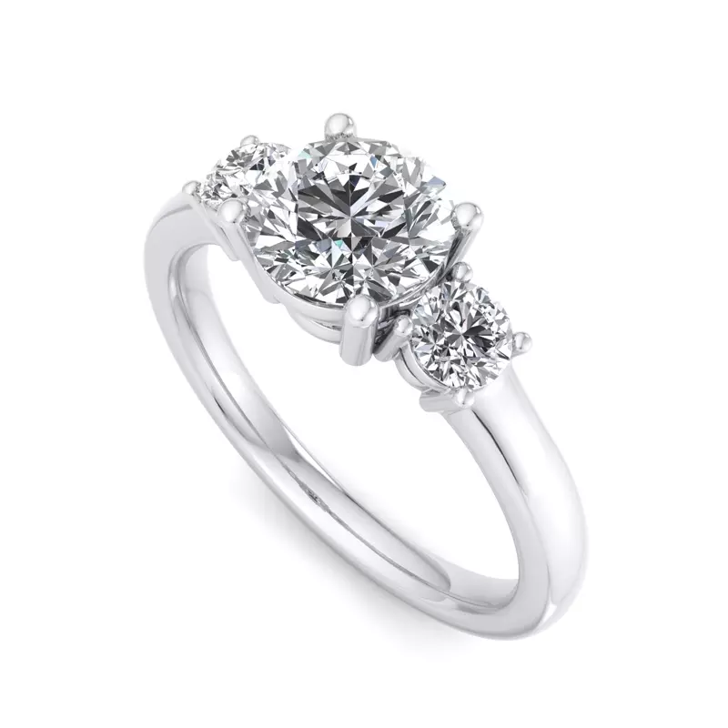 14K White Gold Hallie Three Stone Engagement Ring