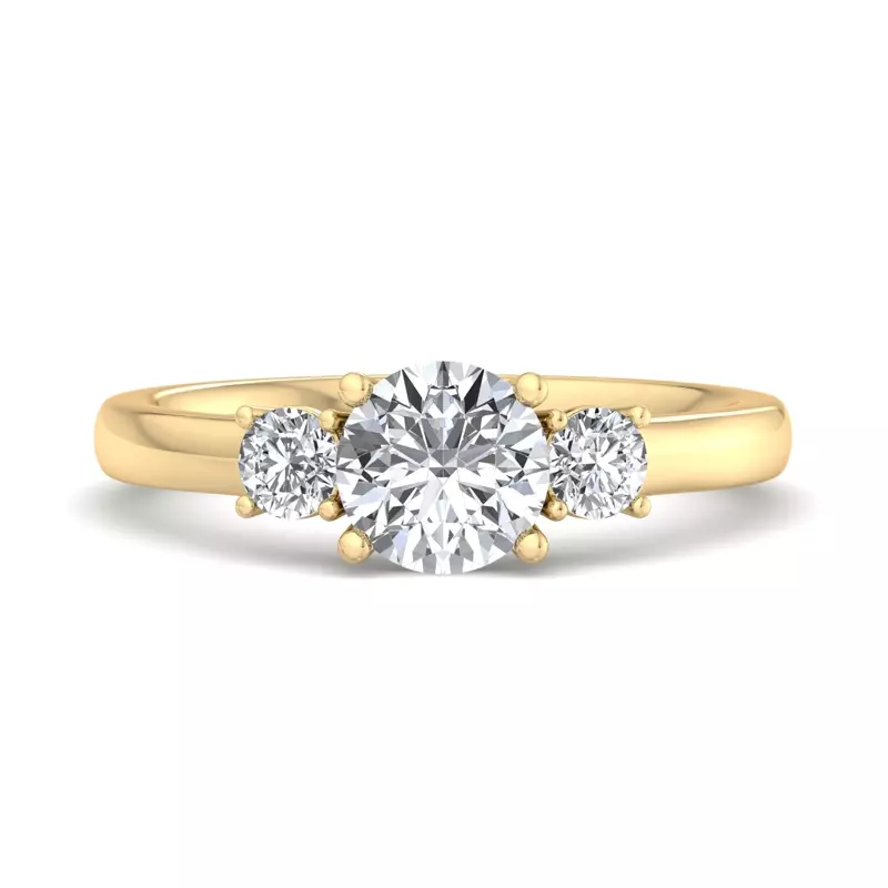 14K Yellow Gold Hallie Three Stone Engagement Ring