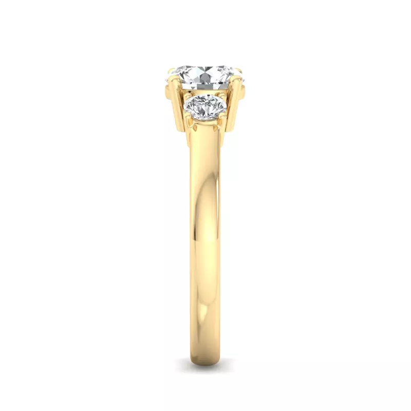 14K Yellow Gold Hallie Three Stone Engagement Ring