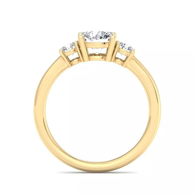 14K Yellow Gold Hallie Three Stone Engagement Ring