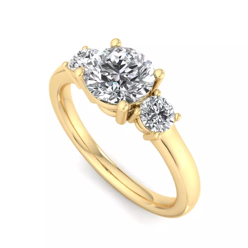 14K Yellow Gold Hallie Three Stone Engagement Ring
