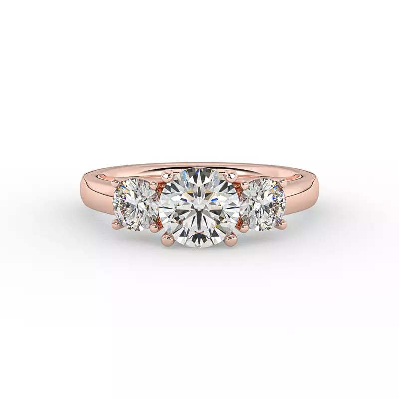 14K Rose Gold Eleanor Round Three-Stone