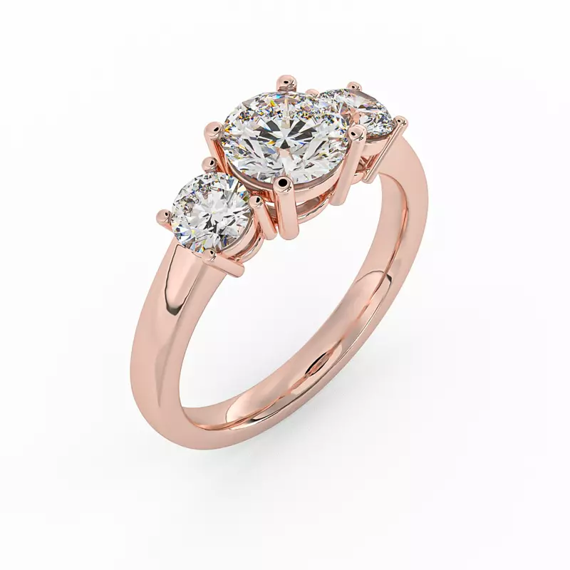 14K Rose Gold Eleanor Round Three-Stone