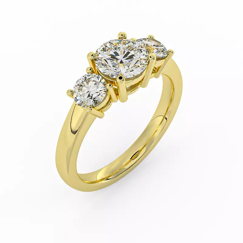 14K Yellow Gold Eleanor Round Three-Stone