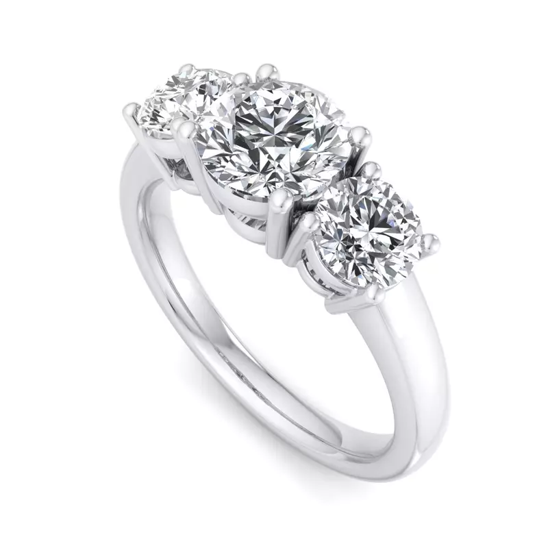 14K White Gold Daleyza Three Stone Engagement Ring