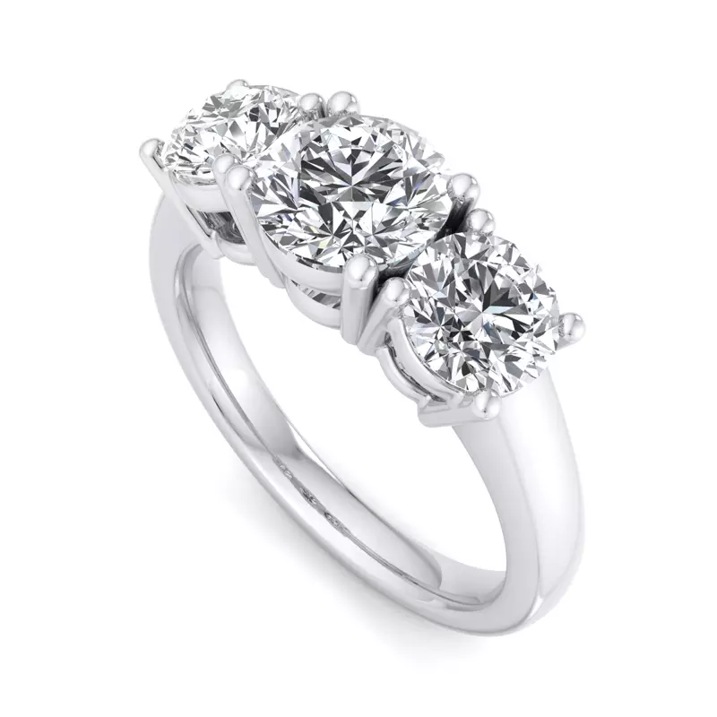 14K White Gold Gwendolyn Three Stone Engagement Ring (1.00Ct. Tw.)