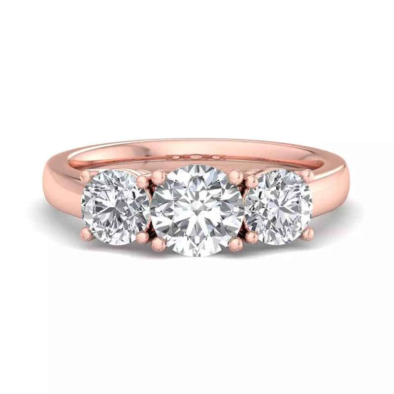 14K Rose Gold Gwendolyn Three Stone Lab Diamond Engagement Ring (1.00Ct. Tw.)