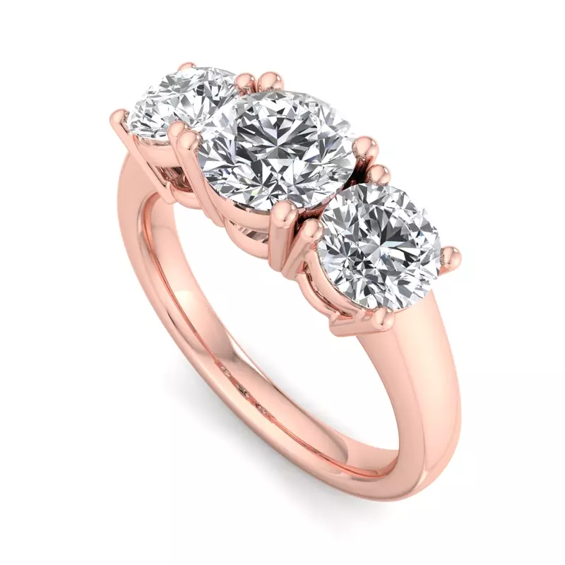 14K Rose Gold Gwendolyn Three Stone Lab Diamond Engagement Ring (1.00Ct. Tw.)