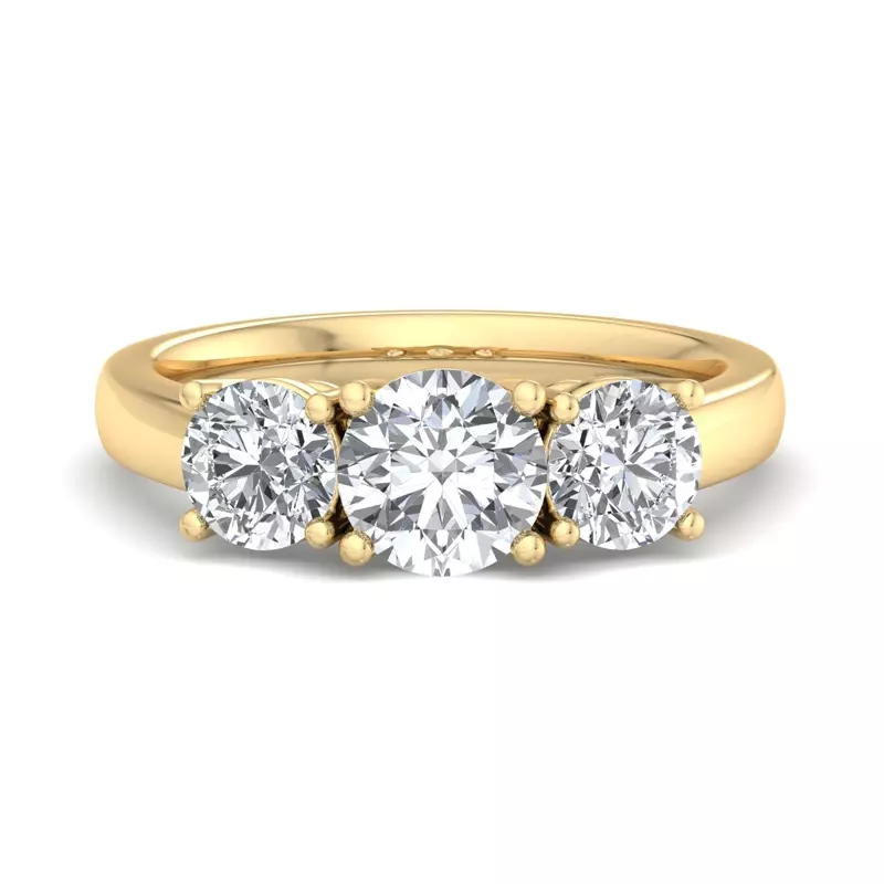 14K Yellow Gold Gwendolyn Three Stone Lab Diamond Engagement Ring (1.00Ct. Tw.)
