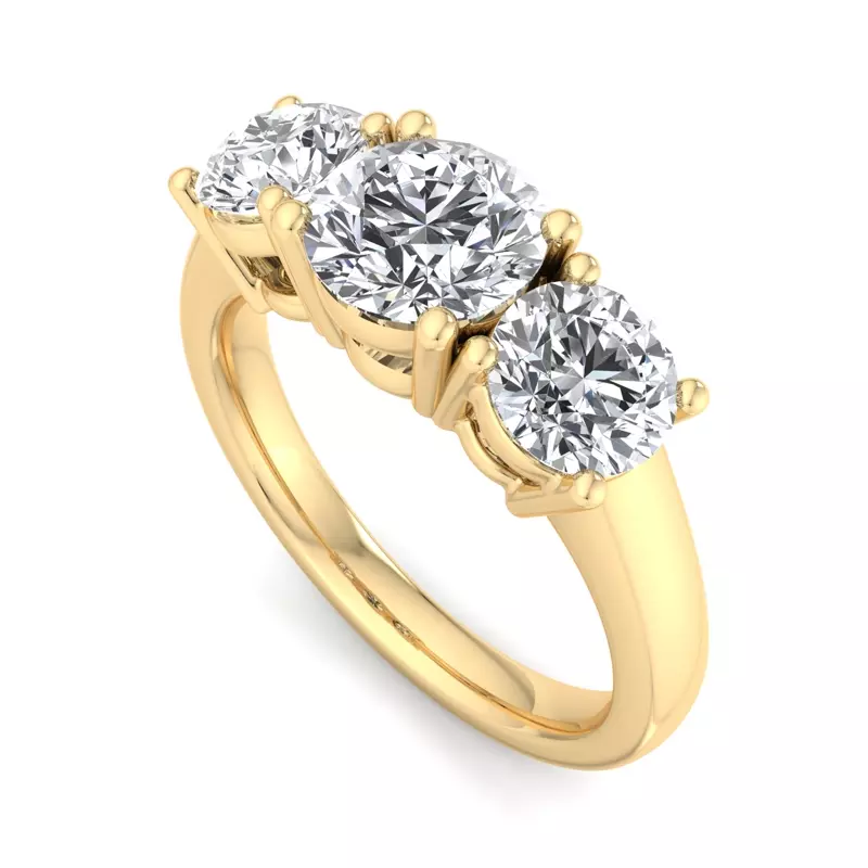 14K Yellow Gold Gwendolyn Three Stone Lab Diamond Engagement Ring (1.00Ct. Tw.)