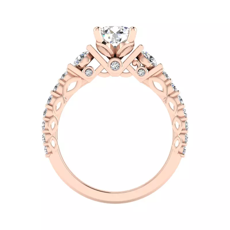 14K Rose Gold Paislee Accented Engagement Ring