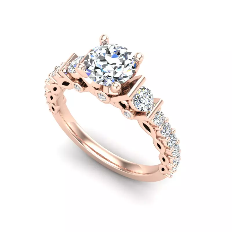 14K Rose Gold Paislee Accented Engagement Ring