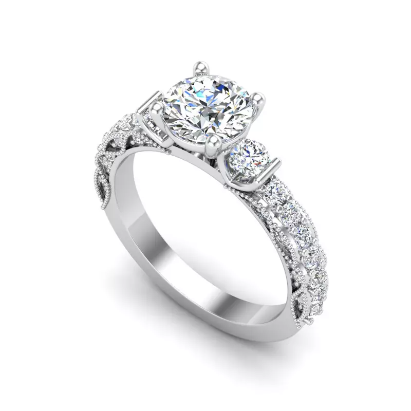 18K White Gold Heidi Accented Engagement Ring