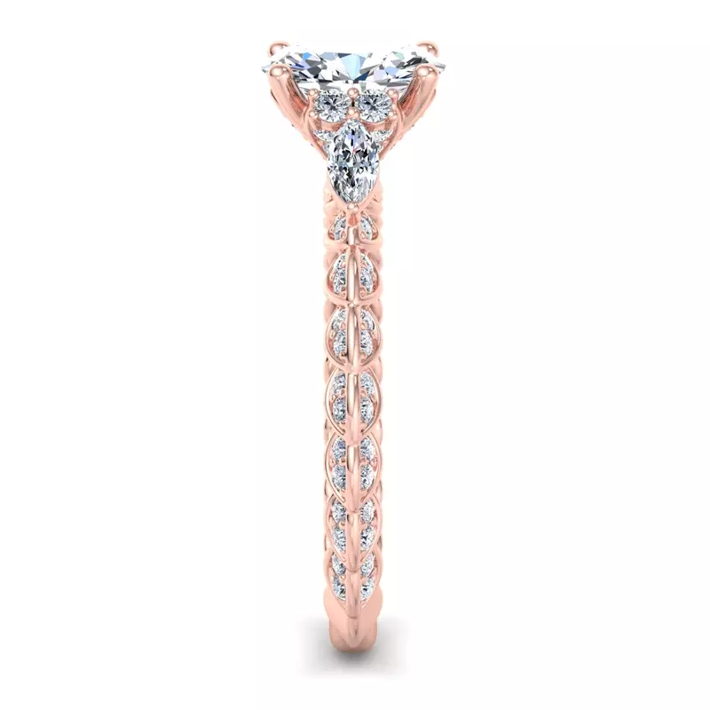14K Rose Gold Cataleya Three-Stone Engagement Ring