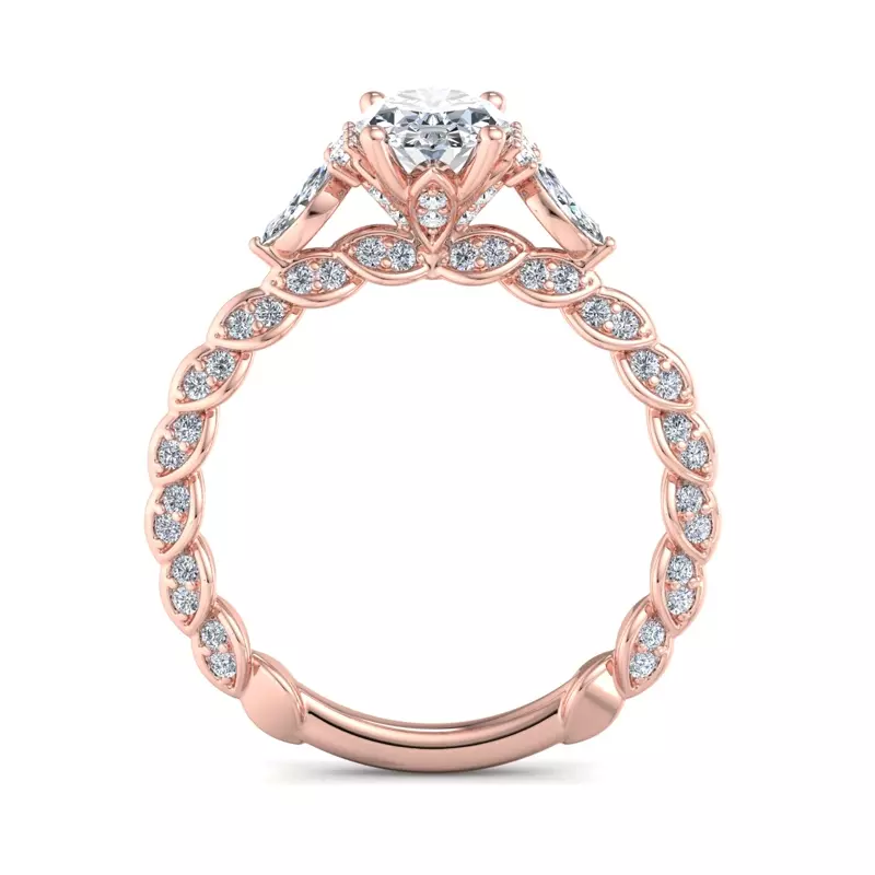14K Rose Gold Cataleya Three-Stone Engagement Ring