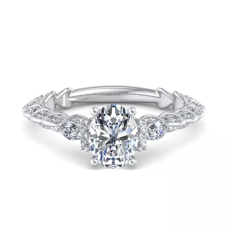 14K White Gold Cataleya Three-Stone Engagement Ring