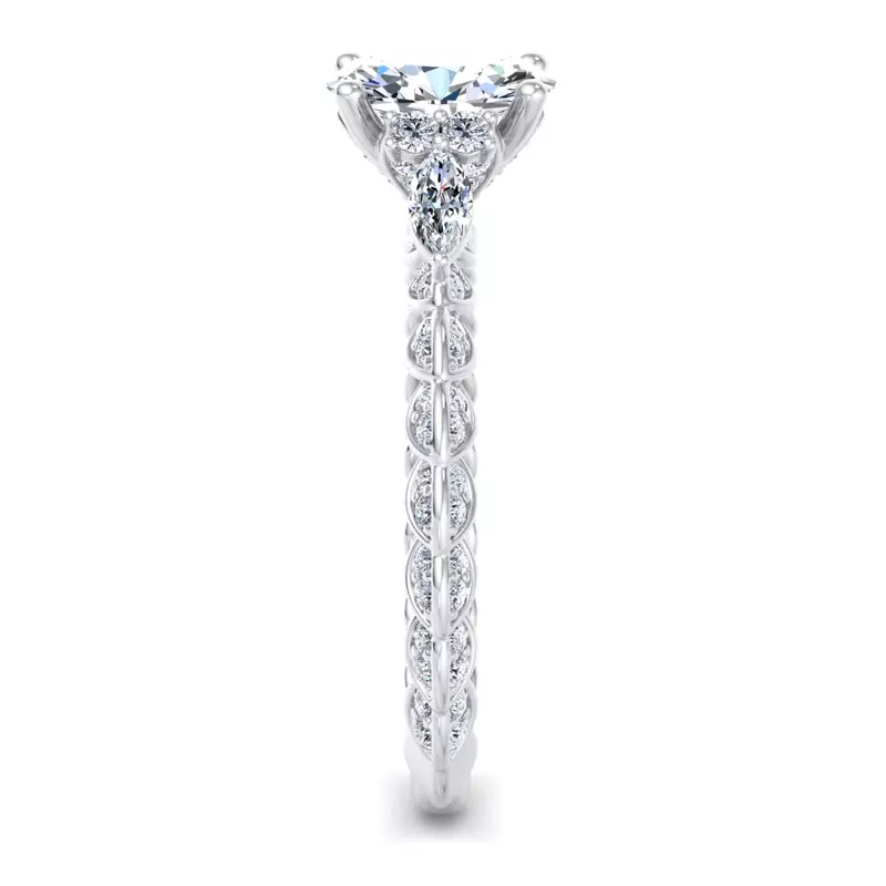 14K White Gold Cataleya Three-Stone Engagement Ring